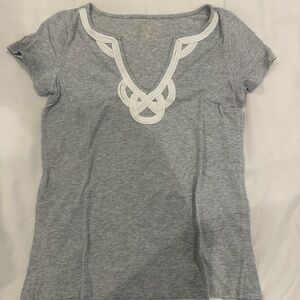Lilly Pulitzer Gray V-Neck Women's Top Size XS